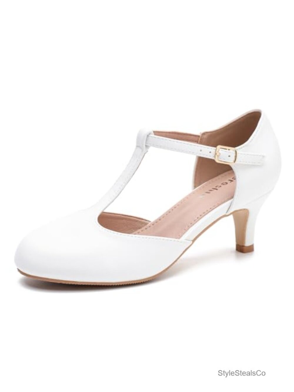 Women's T-Strap Mary Jane Pumps Kitten Heel Closed Toe Vintage Style